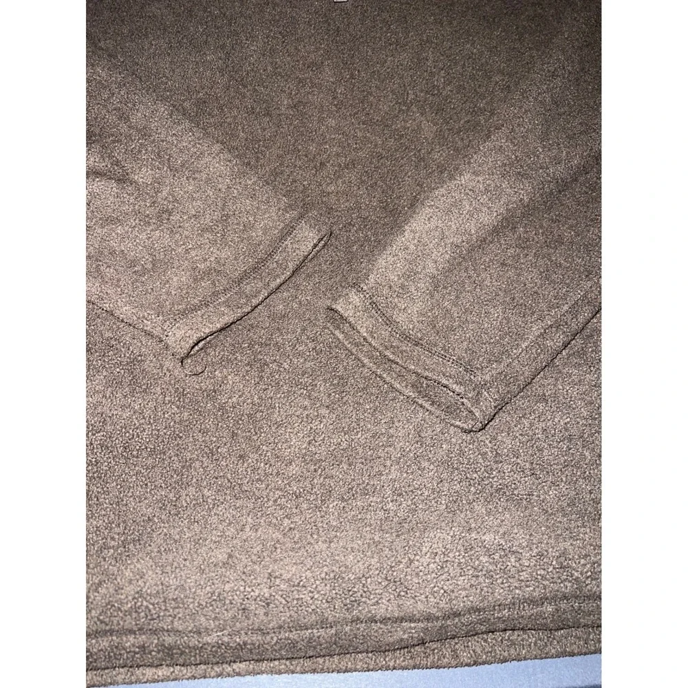 St Johns Bay Mens XL Brown Fleece Quarter Zip Pullover Sweater Mock Neck Pocket